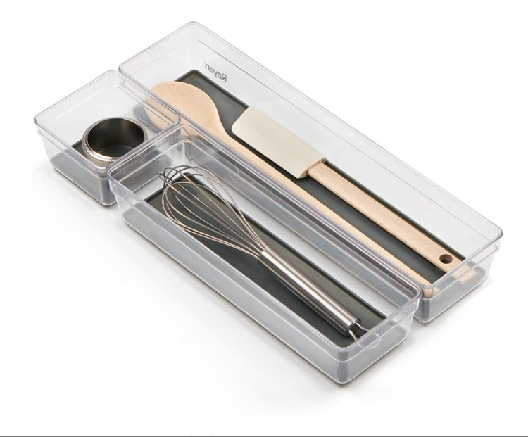 Oblong Storage trays, Set of 3, BANDEJAS, Clear / Grey in the group Storage / Kitchen storage / Kitchen cabinet organizers / Cutlery drawers at SmartaSaker.se (41937)