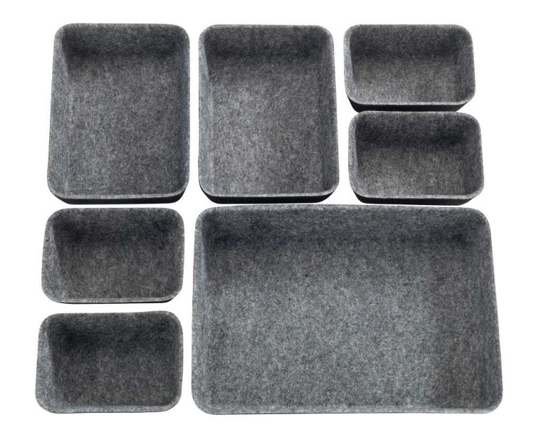 Drawer Organisers in recycled polyester, Set of 7, FELT MODULAR TRAYS, Grey in the group Storage / Kitchen storage / Kitchen cabinet organizers / Cutlery drawers at SmartaSaker.se (41938)