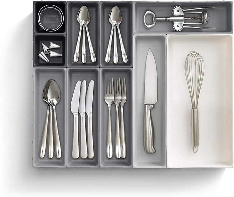 Storage trays, Set of 10, BLOX LARGE DRAWER ORGANISER, Joseph Joseph, Grey / White in the group Storage / Kitchen storage / Kitchen cabinet organizers / Cutlery drawers at SmartaSaker.se (41939)