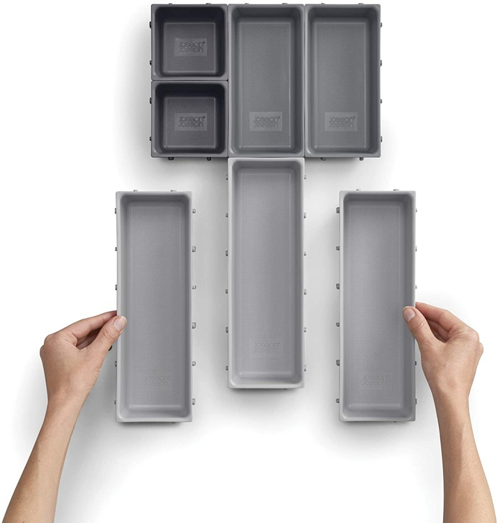 Storage trays, Set of 7, BLOX SMALL DRAWER ORGANISER, Joseph Joseph, Grey in the group Storage / Kitchen storage / Kitchen cabinet organizers / Cutlery drawers at SmartaSaker.se (41942)