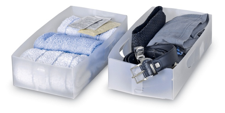 Drawer organizers, Set of 2, DIVISORI PER CASETTI, 15,5 x 30 x H 8 cm, Transparetnt White in the group Storage / Wardrobe storage / Sorting boxes at SmartaSaker.se (41944)