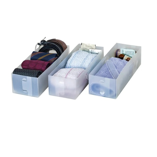 Organizer boxes small, 3 pc, DIVISORI PER CASETTI, 30 x 10,5 x H8cm, transparent white in the group Storage / Wardrobe storage / Sorting boxes at SmartaSaker.se (41947)