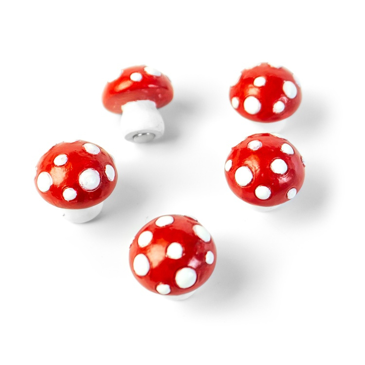 Magnets, Set of 5, MUSHROOM, Red / White in the group Storage / Magnets and adhesives at SmartaSaker.se (41967)