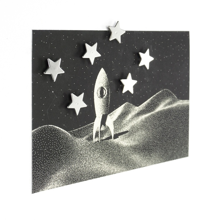 Magnets, set of 6, STAR, Ø 1,5 cm, Silver in the group Storage / Magnets and adhesives at SmartaSaker.se (42001)