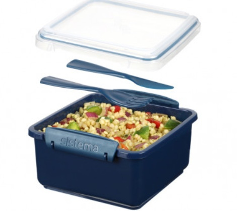 Lunch box with cutlery, 1,2 L, LUNCH PLUS RENEW, 15,5 x 15 x H 8 cm, Blue in the group Storage / Kitchen storage / Food containers / Plastic at SmartaSaker.se (42118)