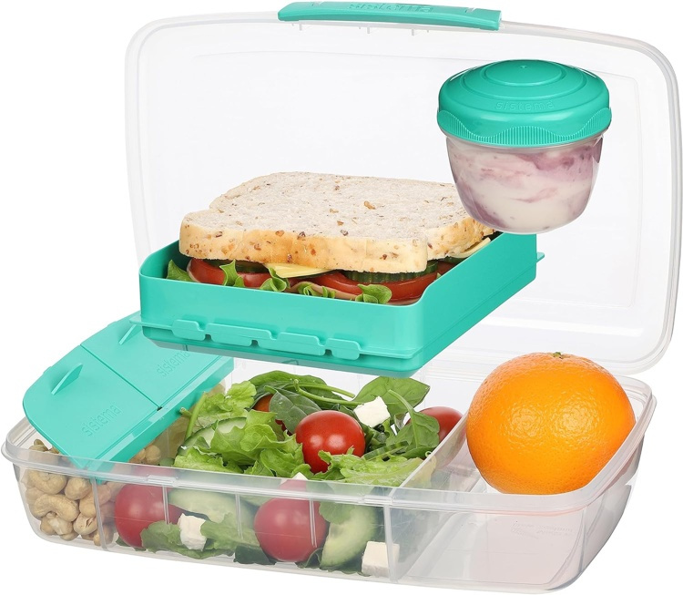 Lunch box with compartments, 1,76 Liter, SISTEMA BENTO BOX TO GO, Mint in the group Storage / Kitchen storage / Food containers / Lunch boxes and Bento at SmartaSaker.se (42120)