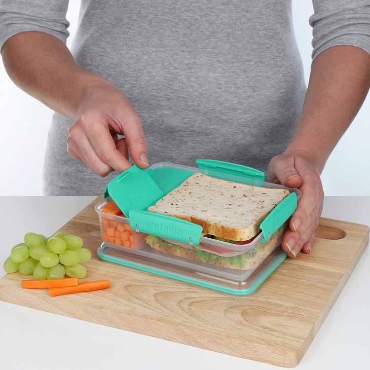 Lunch box with compartments, SNACK ATTACK DUO, 20 x 16 x H 6 cm, Mint in the group Storage / Kitchen storage / Food containers / SmartStore food containers at SmartaSaker.se (42128)