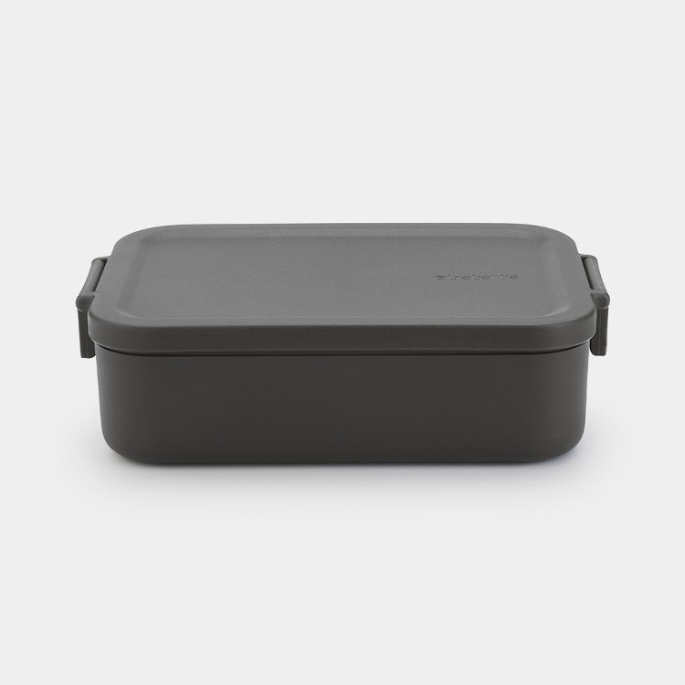Food storage, 1,1 L, BRABANTIA MAKE & TAKE MEDIUM LUNCH BOX , 20 x 13,5 x H 5,5 cm, Dark grey in the group Storage / Kitchen storage / Food containers / Plastic at SmartaSaker.se (42149)