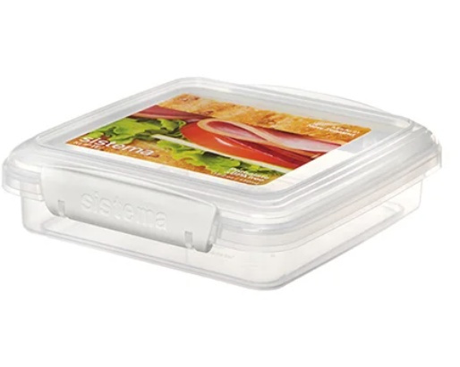 Lunch box, 450 ml, KLIP-IT SANDWICH, 15 x 15 x H 5 cm, Clear / White in the group Storage / Kitchen storage / Food containers / Plastic at SmartaSaker.se (42161)