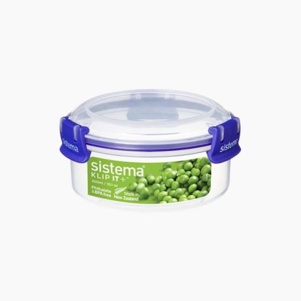 Container, Round, 0,3 L, KLIP IT PLUS, Ø 11,5 x H 5,8 cm, Clear / Blue in the group Storage / Kitchen storage / Food containers / Plastic at SmartaSaker.se (42175)