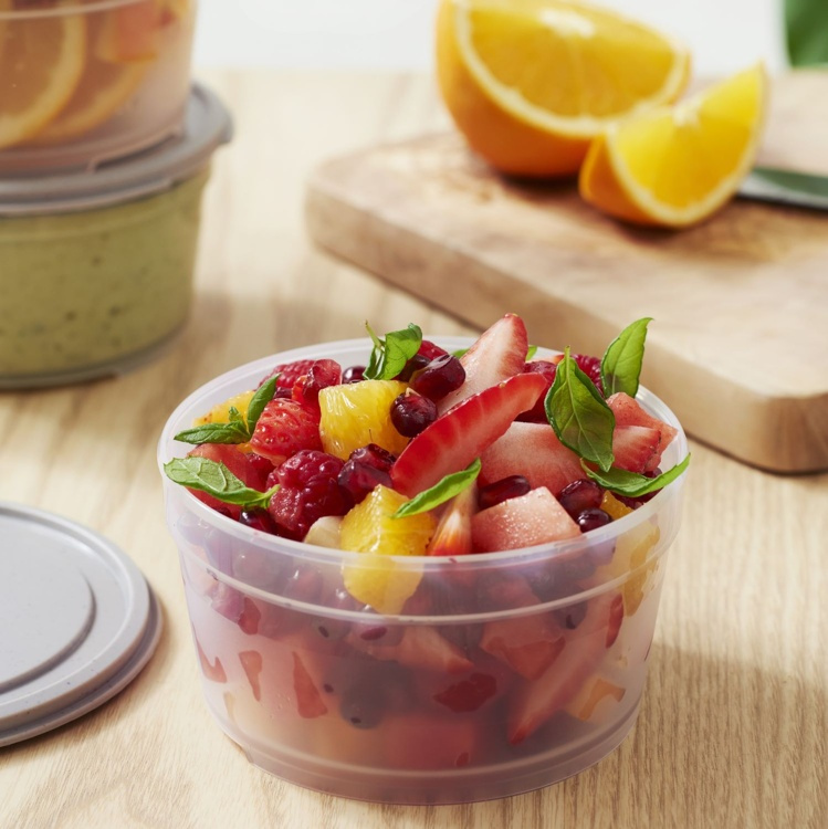 Food storage, Round, 0,45 L, SMARTSTORE SUSTAIN, Transparent / Earl grey in the group Storage / Kitchen storage / Food containers / Plastic at SmartaSaker.se (42176)