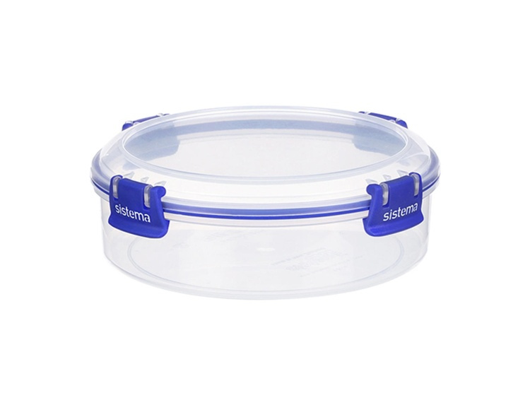 Container, Round, 0,64 L, KLIP IT PLUS, Ø 11,5 x H 5,8 cm, Clear / Blue in the group Storage / Kitchen storage / Food containers at SmartaSaker.se (42179)