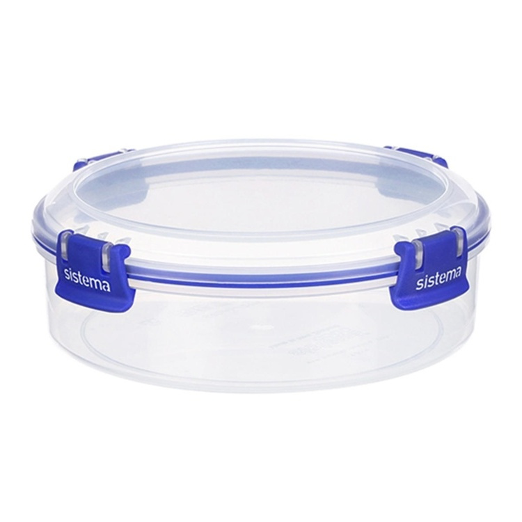 Container, Round, 0,64 L, KLIP IT PLUS, Ø 11,5 x H 5,8 cm, Clear / Blue in the group Storage / Kitchen storage / Food containers / Plastic lunch boxes at SmartaSaker.se (42179)