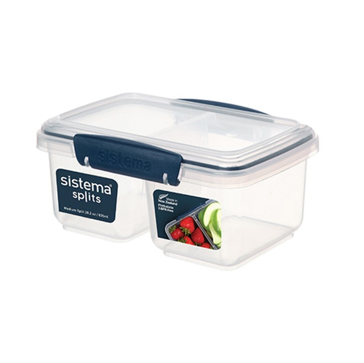 Lunch box, Two parts, 1 liter, KLIP IT SPLIT, Clear / Dark Blue in the group Storage / Kitchen storage / Food containers / SmartStore food containers at SmartaSaker.se (42188)