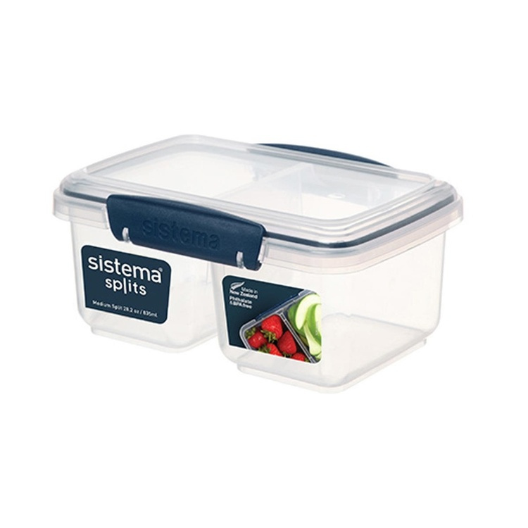 Lunch box, Two parts, 1 liter, KLIP IT SPLIT, Clear / Dark Blue in the group Storage / Kitchen storage / Food containers / SmartStore food containers at SmartaSaker.se (42188)