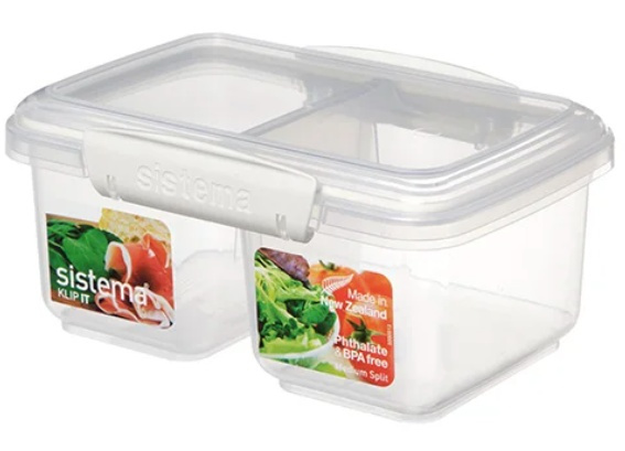 Lunch box, Two parts, 1 L, KLIP IT SPLIT, Clear / White in the group Storage / Kitchen storage / Food containers / Plastic at SmartaSaker.se (42189)