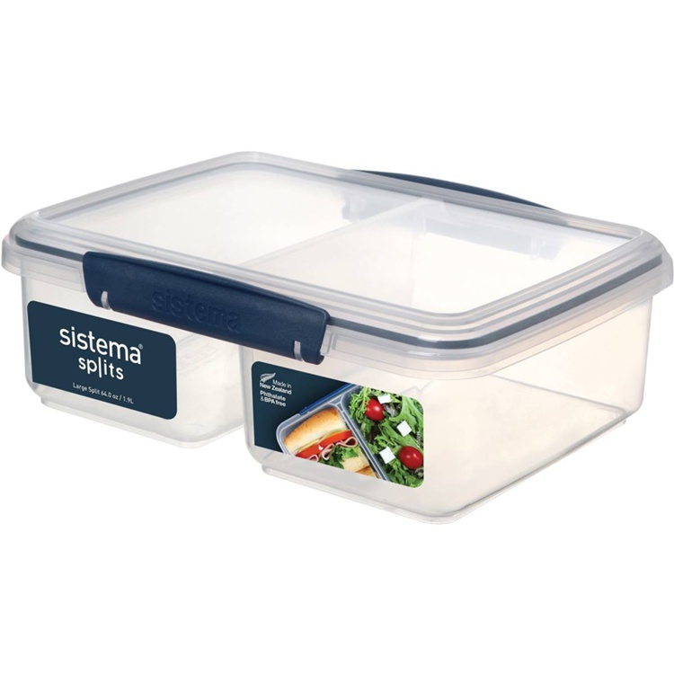 Lunch box, Two parts, 1,9 L, KLIP IT, 18 x 23,5 x H 8 cm, Clear / Dark Blue in the group Storage / Kitchen storage / Food containers / SmartStore food containers at SmartaSaker.se (42190)