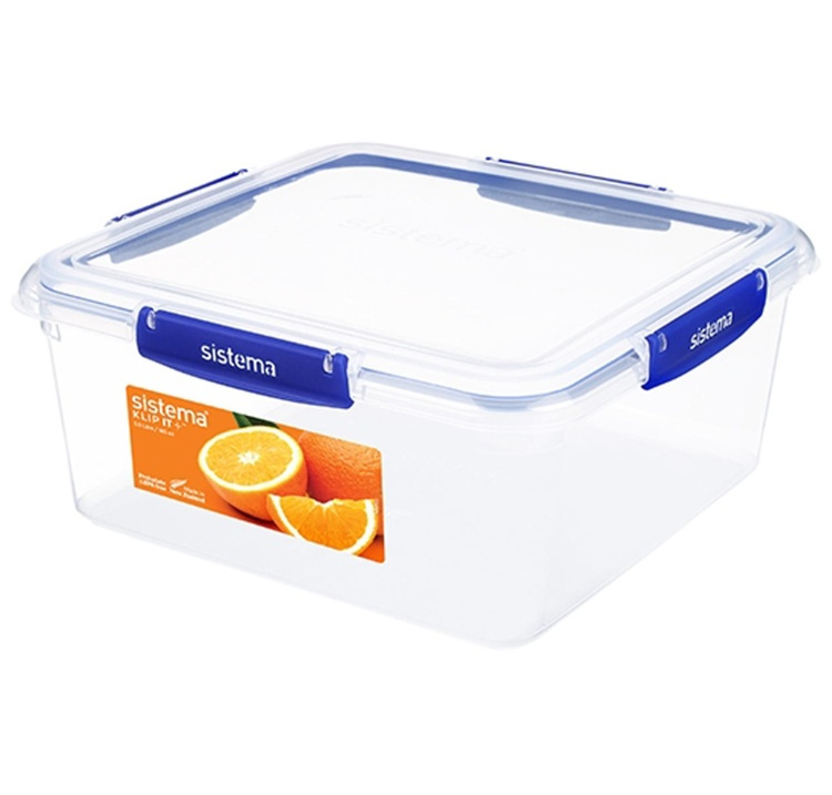Container, XL, 5,5 L, KLIP IT PLUS SQUARE, 25 x 26 x H 11,7 cm, Clear / Blue in the group Storage / Kitchen storage / Storage bins and jars at SmartaSaker.se (42193)