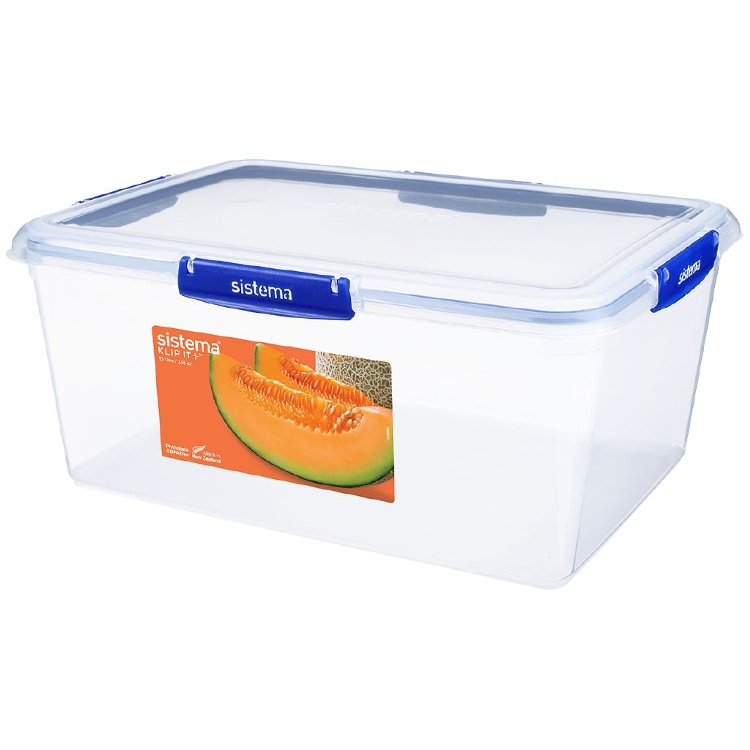 Container, XXXL ,10 L, KLIP IT PLUS RECTANGLE, 35,7 x 26 x H 11,7 cm, Clear / Blue in the group Storage / Kitchen storage / Storage bins and jars / Sistema at SmartaSaker.se (42195)