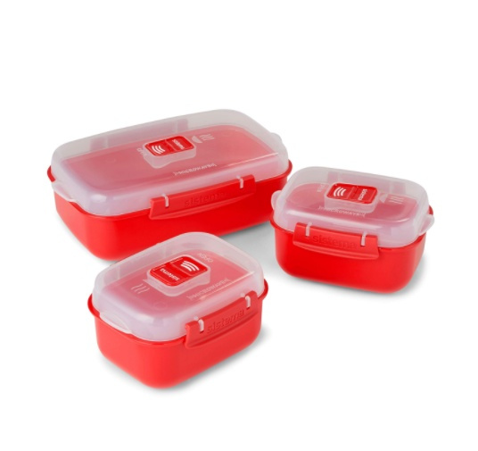 Lunch boxes, Set with 3, MICROWAVE HEAT & EAT PACK, Red in the group Storage / Kitchen storage / Food containers / SmartStore food containers at SmartaSaker.se (42199)