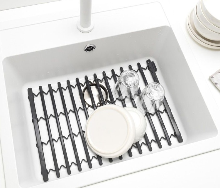 Sink Mat, Silicone, BRABANTIA , 30 x 30 - 45 cm, Dark grey in the group Storage / Kitchen storage / Dish racks and sink accessories at SmartaSaker.se (42210)