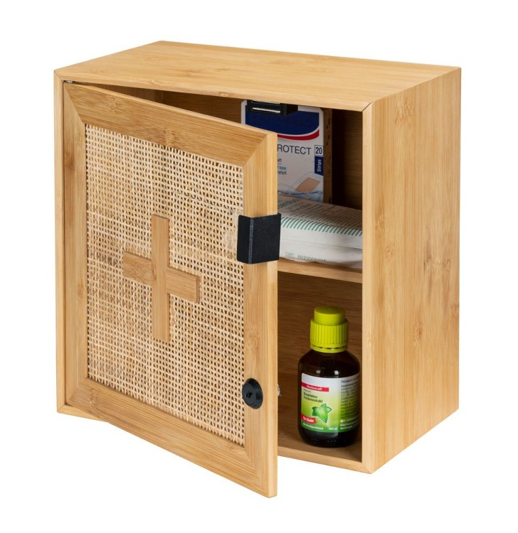 Medicine cabinet in Bamboo, Lockable, ALLEGRE, 30 x 19,5 x H 30 cm, Nature in the group Storage / Bathroom storage at SmartaSaker.se (42217)
