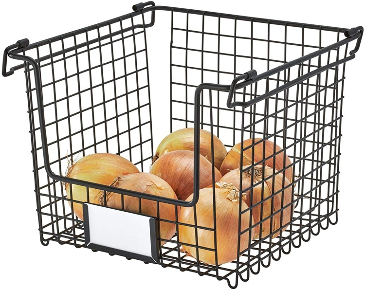 Stackable Metal Basket, CLASSICO MEDIUM, 25,4 x 25,4 x H 20,3 cm, Black in the group Storage / Office supplies at SmartaSaker.se (42227)