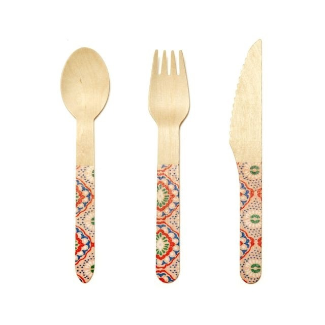 Eco-friendly wood cutlery, 30 pcs, MANDALA in the group Storage / Kitchen storage / Food containers at SmartaSaker.se (42235)