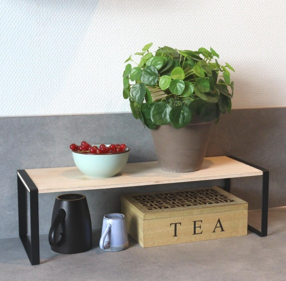 Mini extra shelf, BLACK & WOOD KITCHEN RACK, 50,5 x 18 x H 15 cm, Natural / Black in the group Storage / Kitchen storage / Storage bins and jars at SmartaSaker.se (42238)