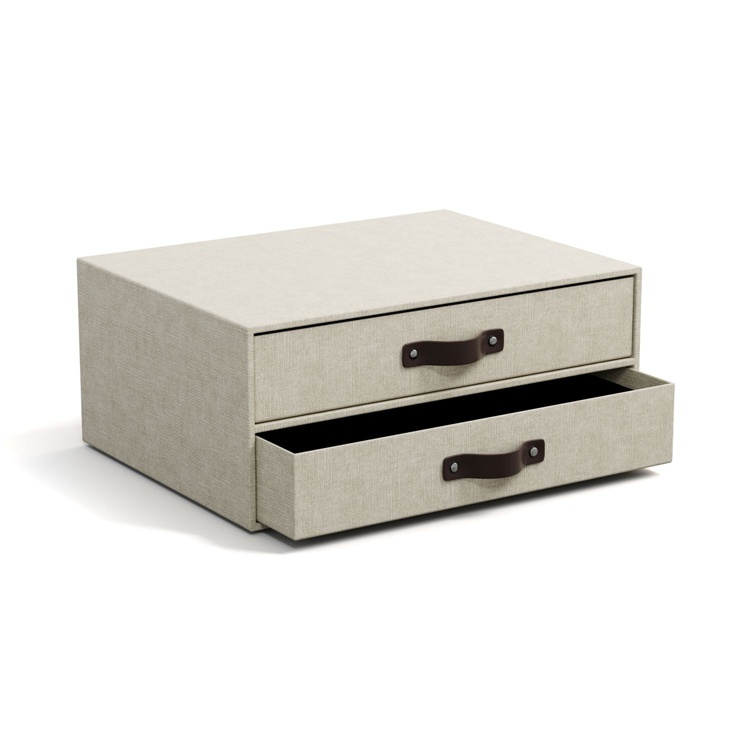 Two drawer box storage, BIGSO BIRGER CANVAS, 33 x 25,5 x H 14,5 cm, Beige in the group Storage / Storage boxes at SmartaSaker.se (42259)