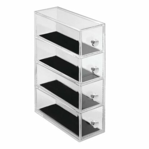 Four drawer box storage, ID CLARITY FLIP JEWELRY DRAWER, 7 x 16,5 x H 25 cm, Clear Black in the group Storage / Bathroom storage / Makeup storage at SmartaSaker.se (42264)