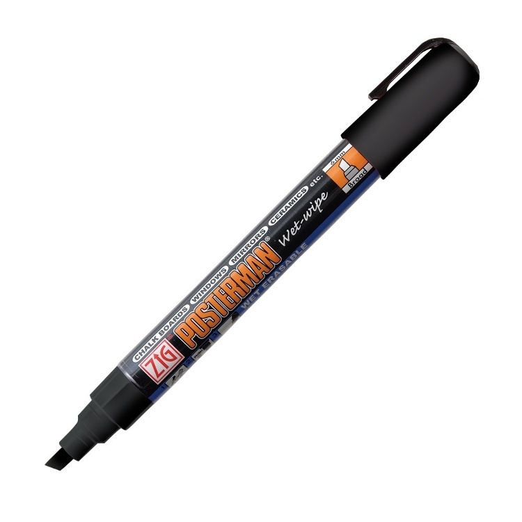 Marker, ZIG CHALK MARKER POSTERMAN WET-WIPE PMA-550, 6 mm, Svart in the group Storage / Office supplies at SmartaSaker.se (42296)