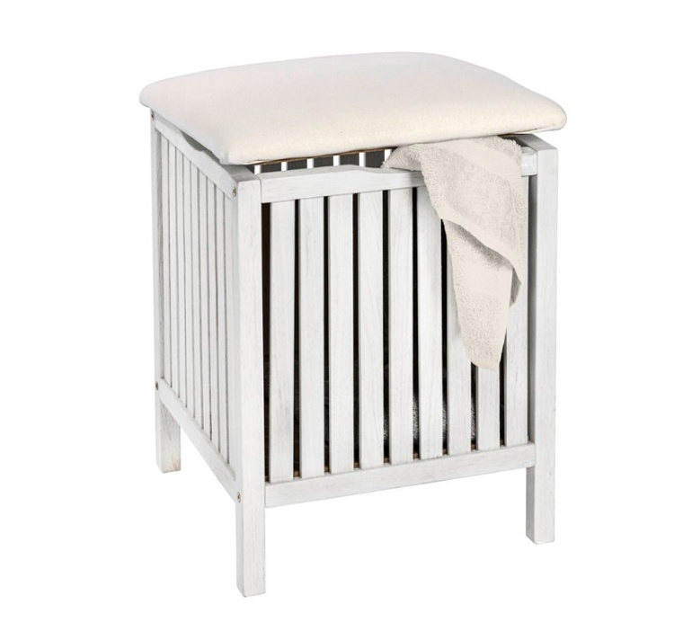 Stool in walnut with storage, NORWAY, 39 x 39 x H 52cm, Natural white / off white in the group Storage / Bathroom storage at SmartaSaker.se (42330)