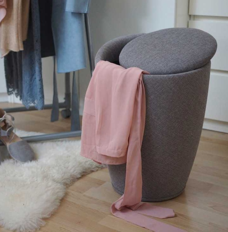 Stool with storage, CANDY, Ø 36 x H 50,5 cm, Grey in the group Storage / Laundry and care / Laundry baskets at SmartaSaker.se (42331)