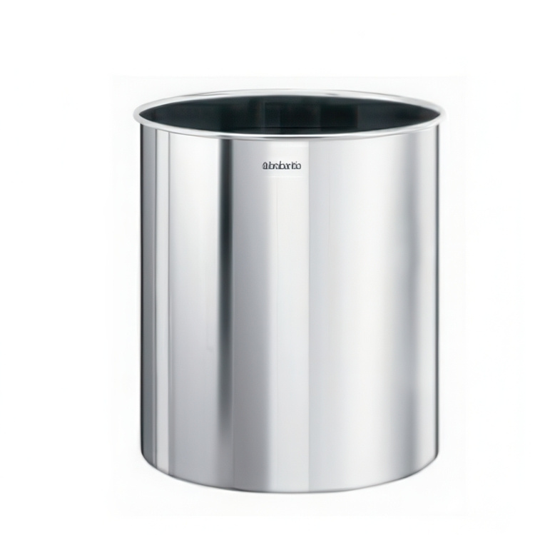 Trash can in metal, 7 L, BRILLIANT STEEL, Ø 21 x H 23,7 cm, Brabantia, Silver in the group Storage / Cleaning and waste sorting / Waste sorting at SmartaSaker.se (42374)