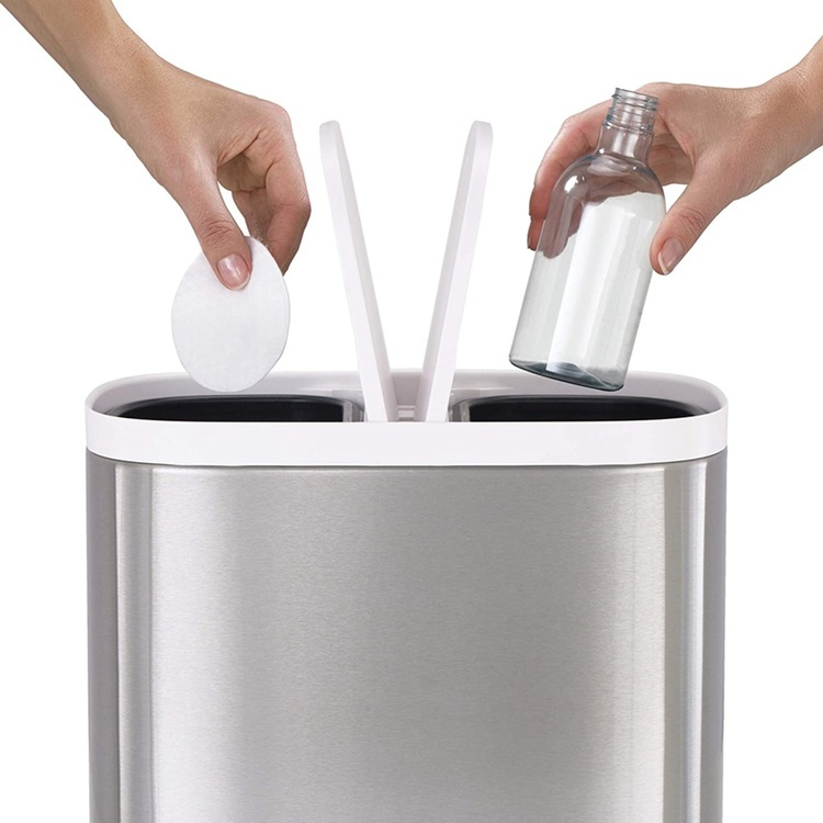 Bin, Two Compartments, SPLIT STEEL RECYCLER, 6 Litres, Joseph Joseph, Silver / White in the group Storage / Cleaning and waste sorting / Waste sorting at SmartaSaker.se (42383)