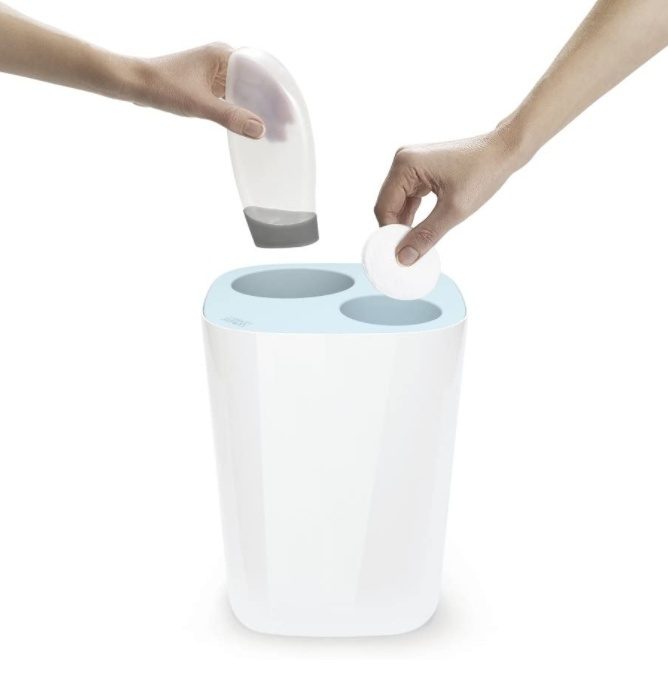 Trash Can, Two Compartments, SPLIT WASTE, 8 Litres, Joseph Joseph, White / Blue in the group Storage / Cleaning and waste sorting / Waste sorting at SmartaSaker.se (42385)