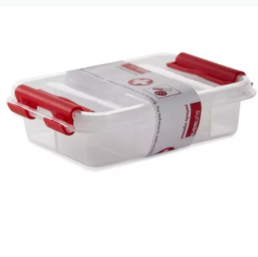 Small box, 8 compartments, FIRST AID PILL ORGANIZER, 12 x 7,7 x H 3 cm, Clear / Red in the group Storage / Bathroom storage at SmartaSaker.se (42417)