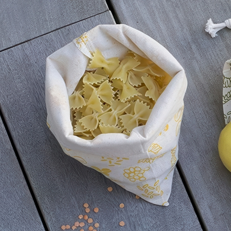  Bag for Food storage, Organic Cotton, ZERO WASTE BAG MEDIUM, 20 x H 25 cm, Beige / Yellow in the group Storage / Kitchen storage at SmartaSaker.se (42444)