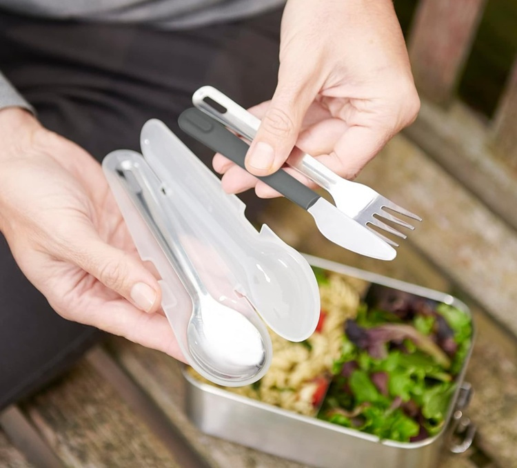 Stainless Steel Cutlery set in a case, GOEAT, Joseph Joseph, Silver / Black in the group Storage / Kitchen storage / Food containers at SmartaSaker.se (42475)