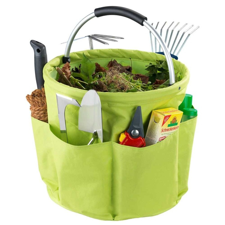 Round Basket with pockets, Super light, UNIVERSAL CADDY XL, Ø 35 x H 35 cm, Lime green in the group Storage / Storage room and garage / Baskets and buckets at SmartaSaker.se (42480)