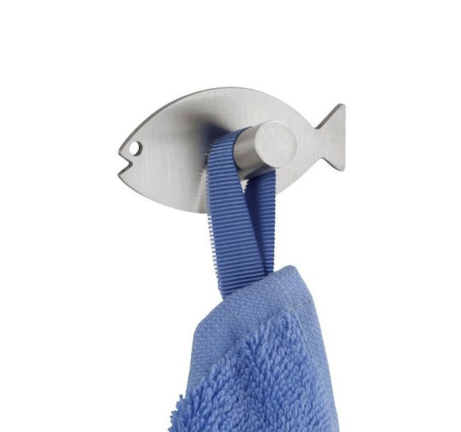 Self-adhesive metallic hooks, Set of 2, FISH, 6,5 x H3,2 cm, Stainless steel in the group Storage / Bathroom storage at SmartaSaker.se (42523)