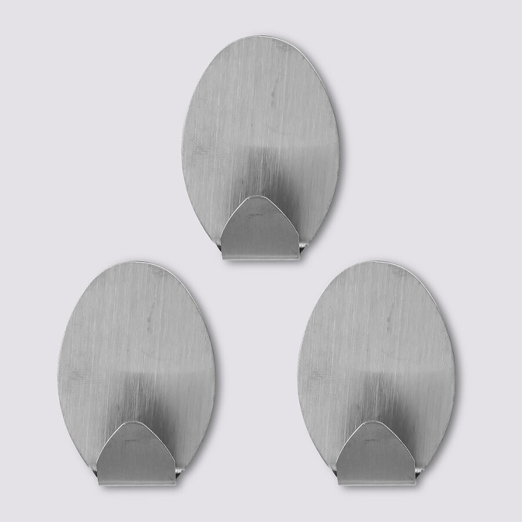 Self-adhesive metallic hooks, set of 3, OVAL LARGE, 3,5 x 2 x H 5 cm, Stainless steel in the group Storage / Magnets and adhesives / Self-adhesive hooks at SmartaSaker.se (42524)