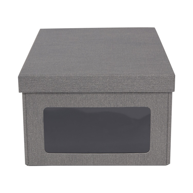 Shoe Box with window, BIGSO BERTIL CANVAS,34 x 23 x H 15 cm, Grey in the group Storage / Storage boxes / BigSo storage boxes at SmartaSaker.se (42563)