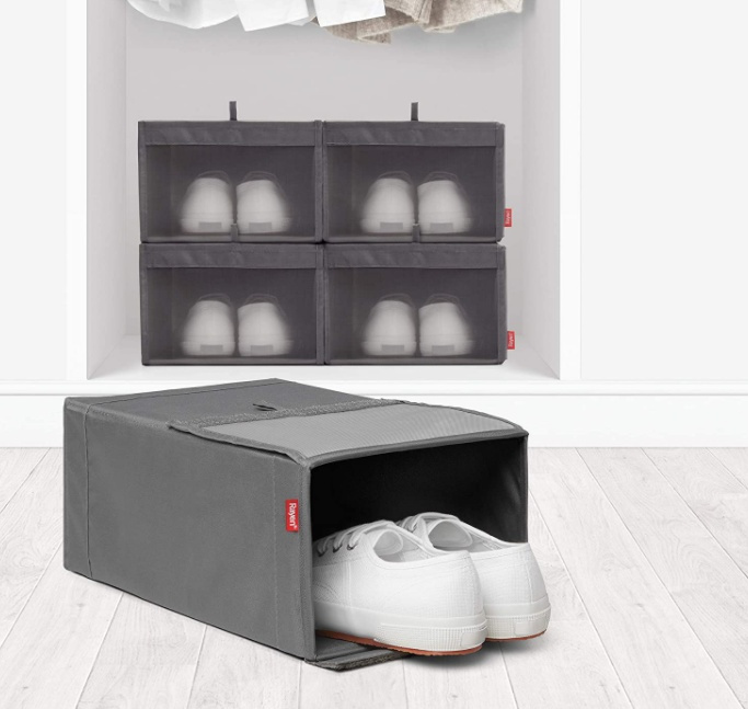 Boxes for shoes, with mesh window, 2-pack, PREMIUM CAJAS ZAPATOS, Grey in the group Storage / Wardrobe storage / Shoe storage at SmartaSaker.se (42570)