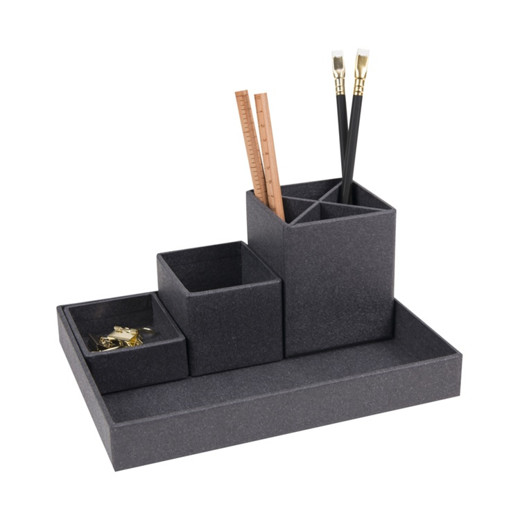 Desktop organizer, 4 parts, BIGSO LENA WOOD PAPER, Dark Oak in the group Storage / Office supplies at SmartaSaker.se (42593)