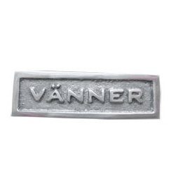 Sign with frame, VÄNNER, 5 x H 1,8 cm, Exmez, Sand-cast aluminum in the group Storage / Magnets and adhesives / Signs and labels at SmartaSaker.se (42626)