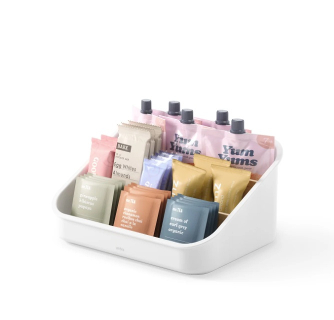 Storage box with 3 compartments, UMBRA BELLWOOD PACKETS ORGANIZER, 27 x 20 x H 13 cm, Vit /Natur in the group Storage / Kitchen storage / Kitchen cabinet organizers at SmartaSaker.se (42650)