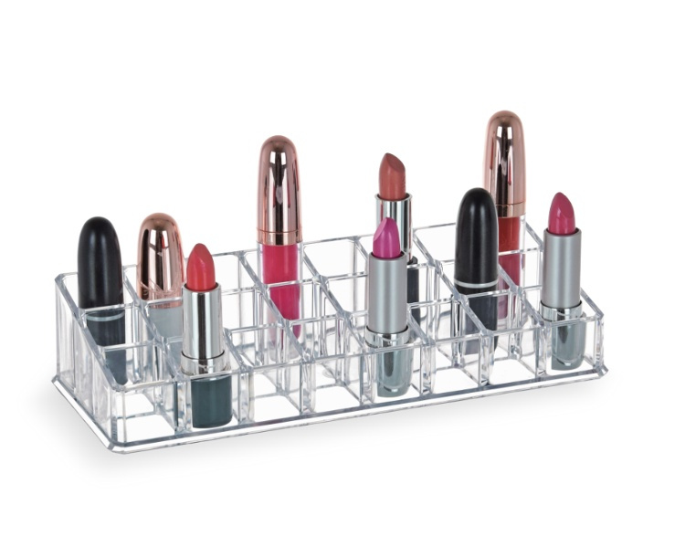 Make-up organizer, 24 compartments, LIPSTICK, 22,7 x 9 x H 5 cm, Clear acrylic in the group Storage / Bathroom storage / Makeup storage at SmartaSaker.se (42660)