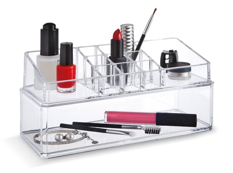 Make up organizer, dividable, LIVING, 22,3 x 9,4 x H 11 cm, Clear in the group Storage / Bathroom storage / Makeup storage at SmartaSaker.se (42666)
